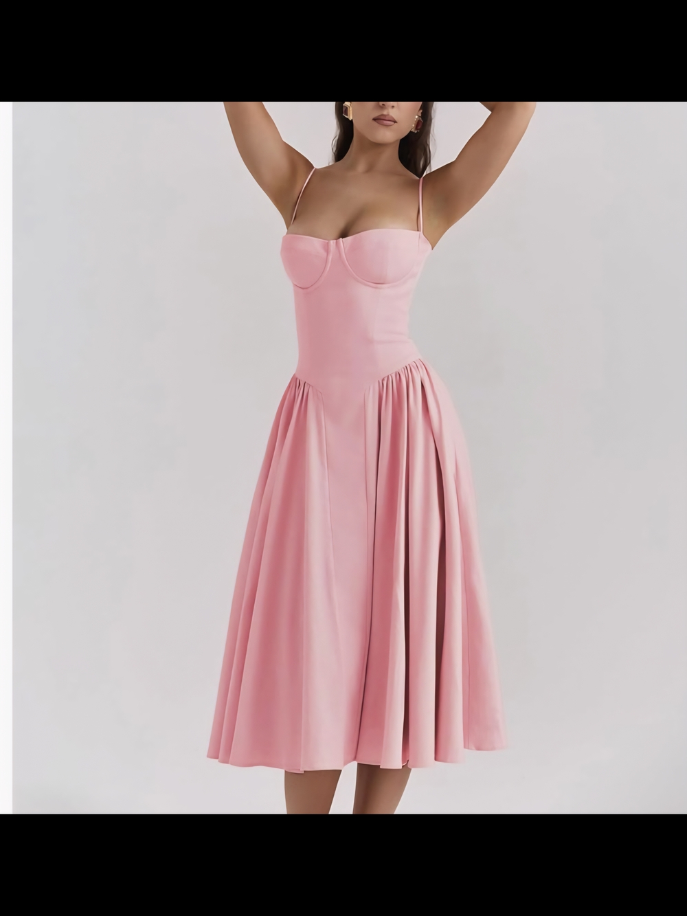 Sleeveless Pink Fit-and-Flare Midi Dress